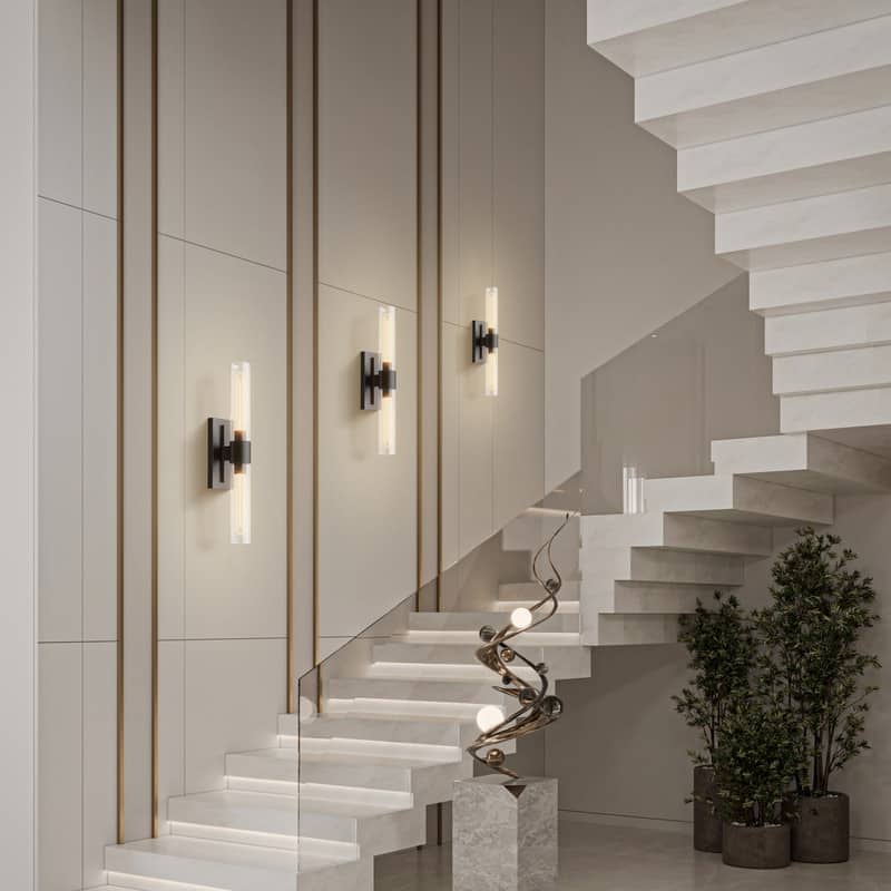 KAYLA Modern Glass Wall Sconces, Indoor Wall Lighting Wall Light Fixtures, Vanity Light with Glass Shade(2-Sets)