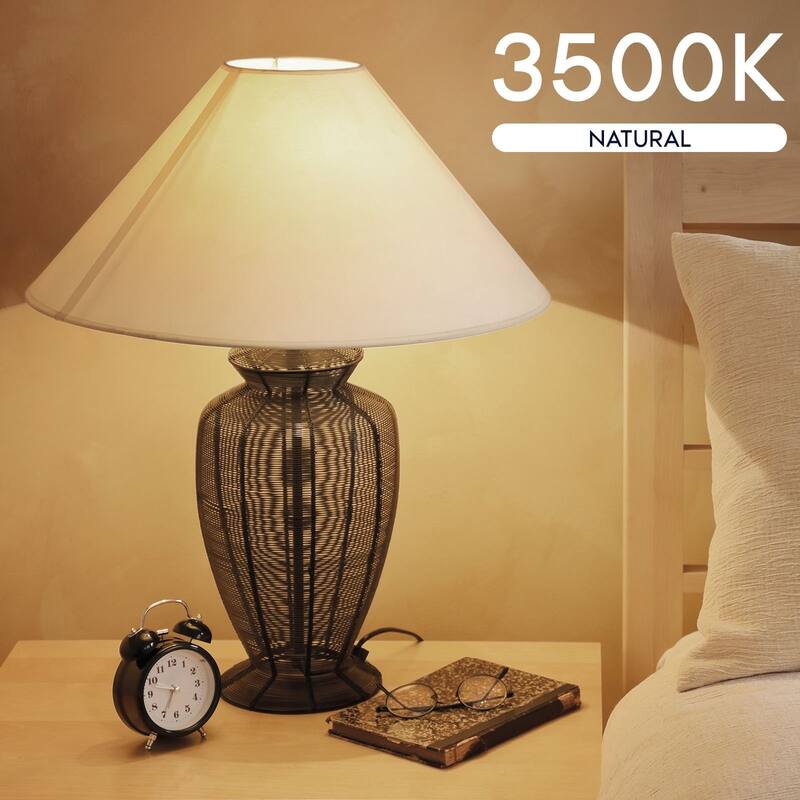 Luxrite A19 LED Light Bulb 8W=60W Non-Dimmable 3500K 800LM E26 Base Damp Rated ETL Listed 16-Pack - Natural White 3500K