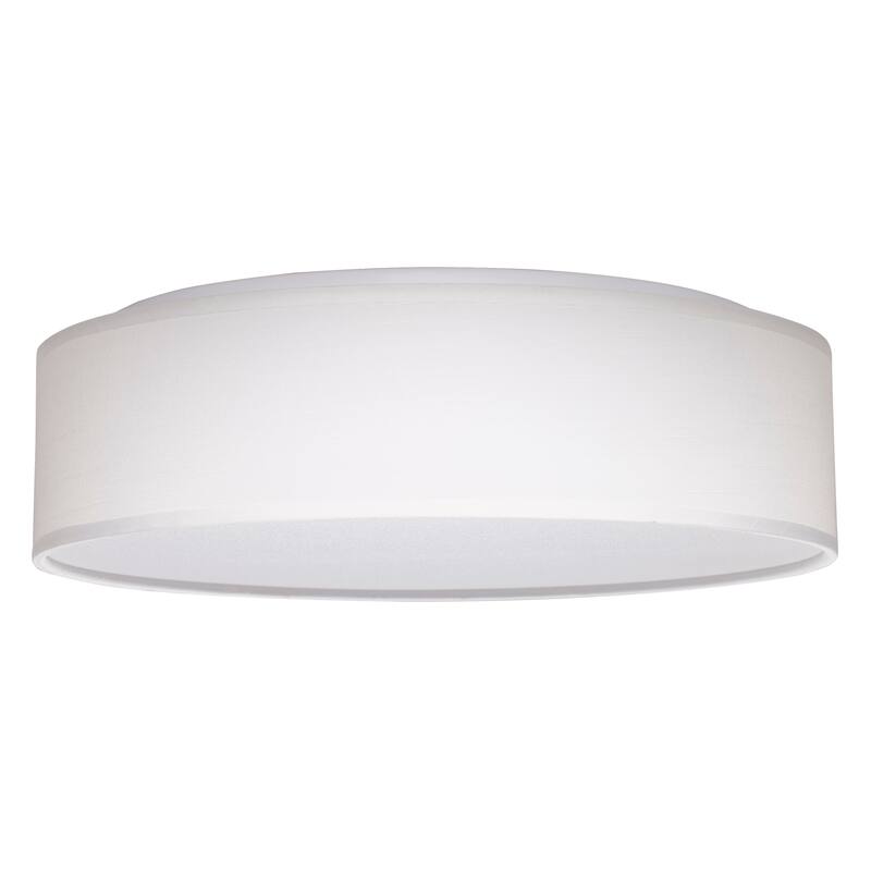 15 inch CCT Selectable Fabric Drum LED Decor Flush Mount Fixture White Fabric Shade Acrylic Diffuser - White Fabric