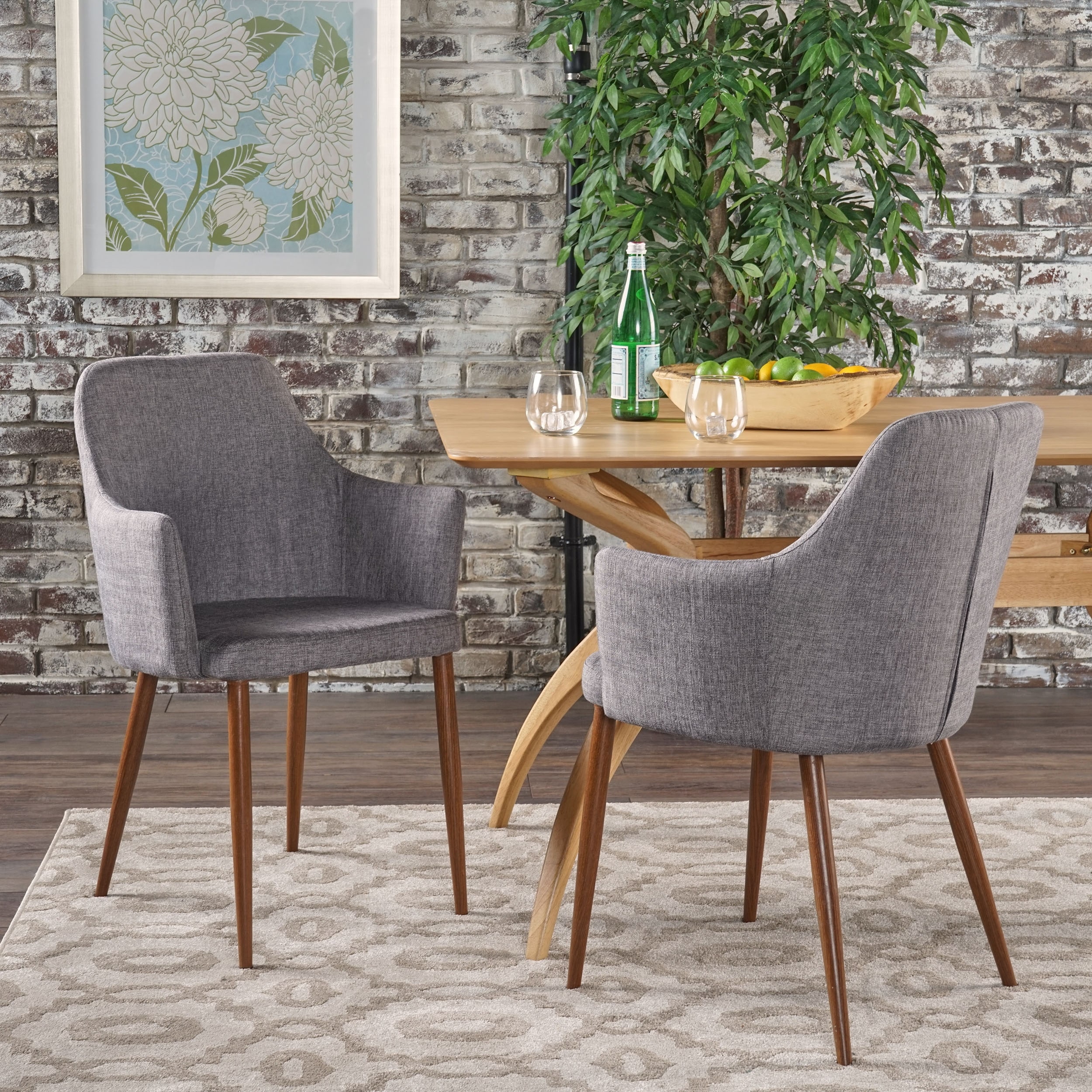 Modern Set of 2 Dining Chairs with Fabric Backrest Padded Seat, Metal Legs, for Dining Room Living Room and Bedroom