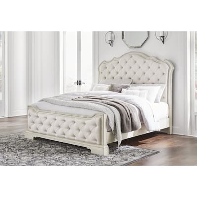 Signature Design by Ashley Arlendyne Antique White/Beige Upholstered Panel Bed