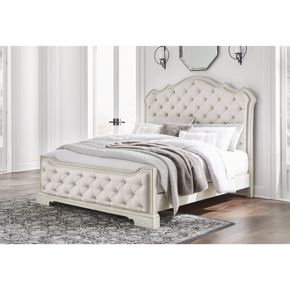 Signature Design by Ashley Arlendyne Antique White/Beige Upholstered Panel Bed