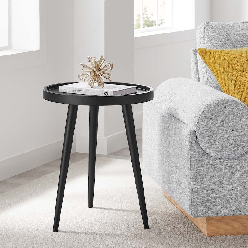 Chiro Round Wood Side Table - Black