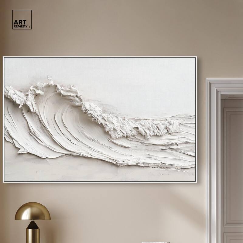 Wave on White Canvas by Art Remedy