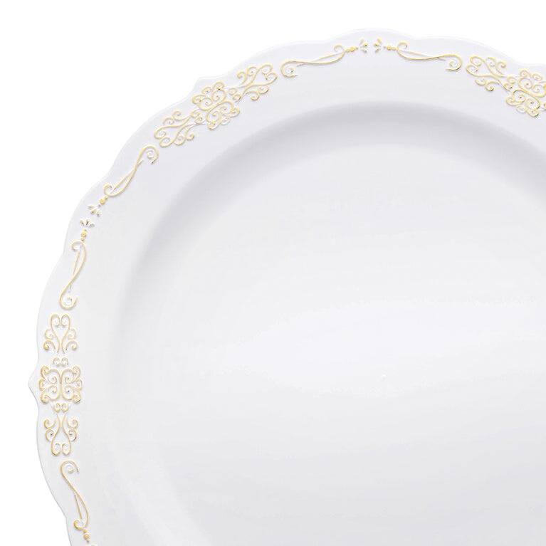 Vintage Rim Round Disposable Plastic Plate Packs - Party Supplies