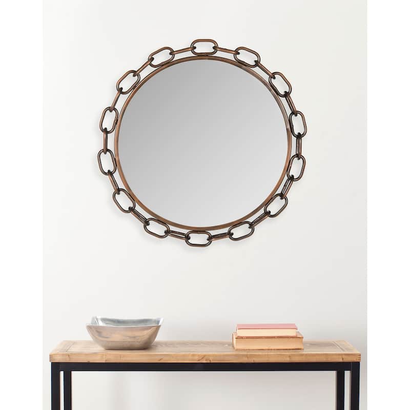 SAFAVIEH Brittaney Chain Link Antique Copper 26-inch Decorative Mirror - 26" x 2" x 26" - 26Wx2Dx26H