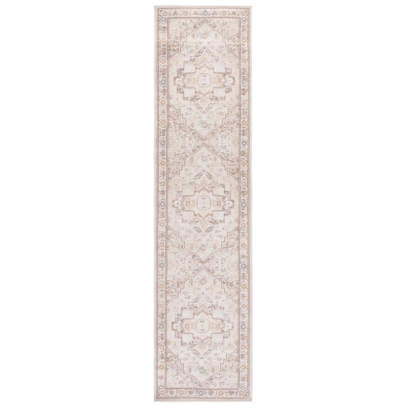 SAFAVIEH Sydney Kaie Medallion Rug - 2' x 8' Runner - Beige/Brown Ivory