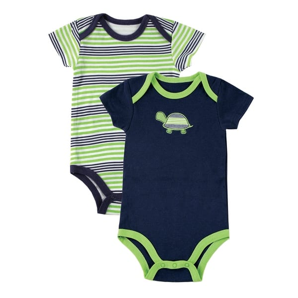 slide 1 of 1, Yoga Sprout Baby Boy Cotton Bodysuits 2pk, Turtle 0-3 Months - Turtle