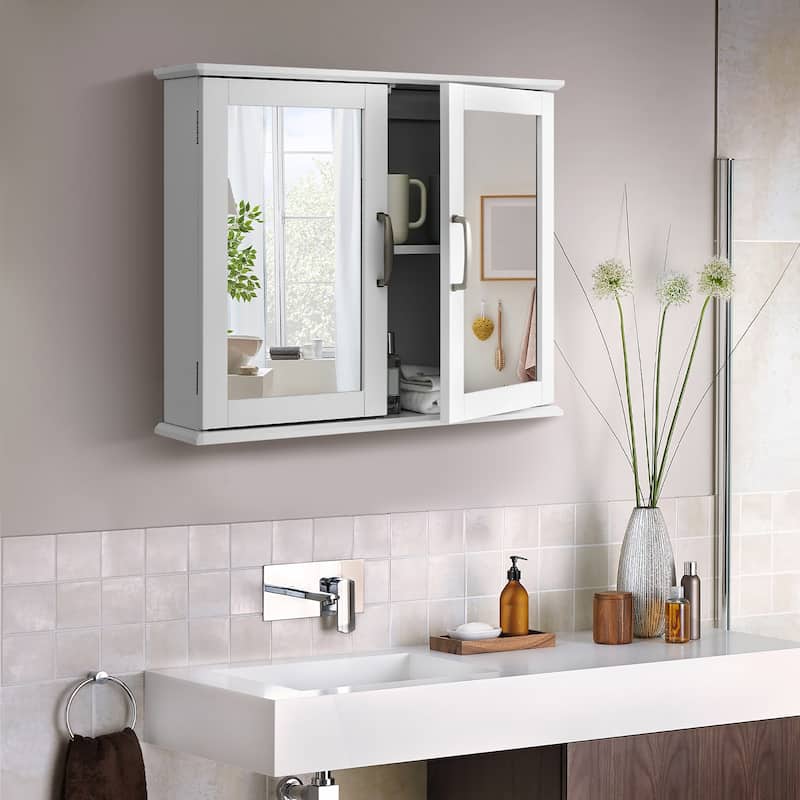 Wall Mounted Bathroom Mirror Cabinet Medicine Cabinet w Mirror Doors