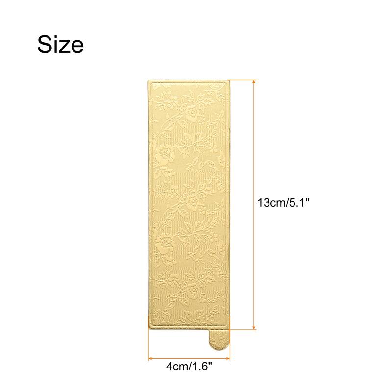 200pcs Mini Cake Boards, Mousse Cake Cardboards Rectangle Cake Bases - Floral Gold - 5.1 x 1.6 inch