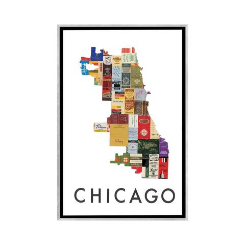 iCanvas "Chicago Matchbook" by Paper Cutz Framed
