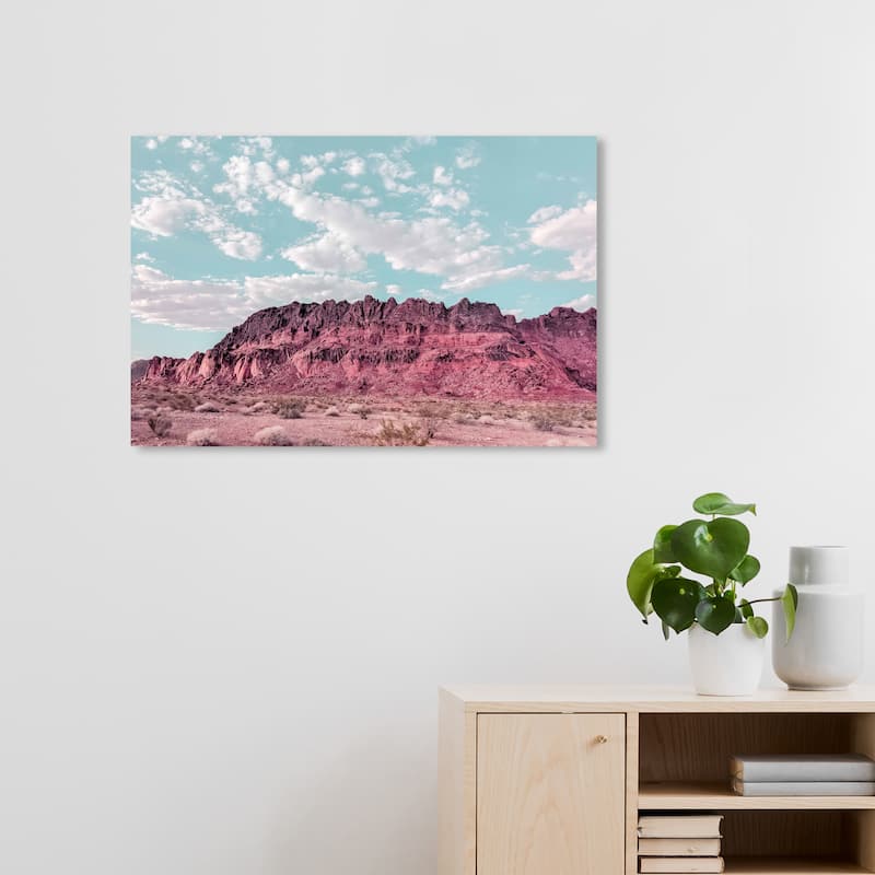 Wynwood Studio Canvas Nature and Landscape Pink on the Rocks Blue and Rustic Wall Art Canvas Print - 20 x 30