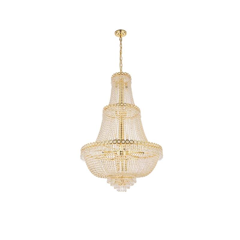 Elegant Lighting Gold 30-inch Royal-cut Crystal Clear Large Hanging Chandelier