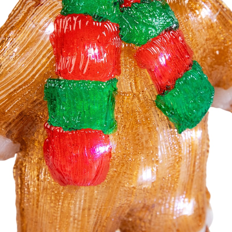 14" LED Acrylic Gingerbread Man Scarf Outdoor Christmas Decoration - Brown