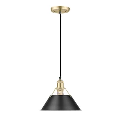Orwell 10" Wide Medium Pendant in Brushed Champagne Bronze with Matte Black - Gold