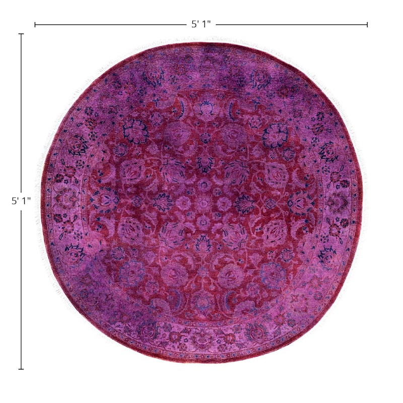 Fine Vibrance One-of-a-Kind Hand-Knotted Area Rug - Pink, 5' 1" x 5' 1" - 5' 1" x 5' 1"
