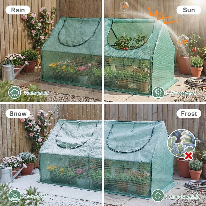Aoodor Mini Greenhouse with 2 Zipper Doors,