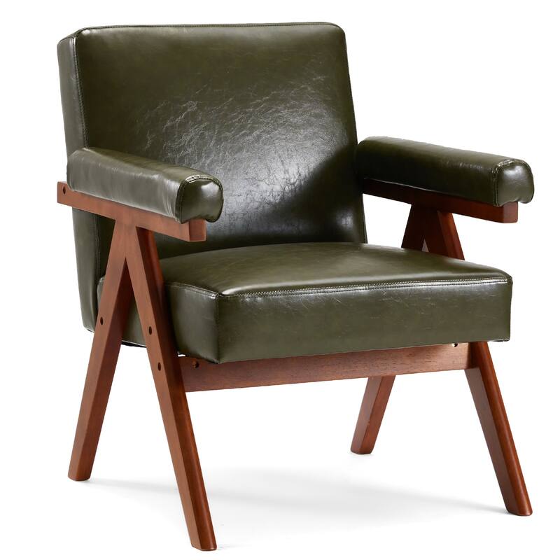 EROMY Mid-Century Modern Accent Chair - Solid Wood Frame Armchair for Living Room, Lounge, or Balcony