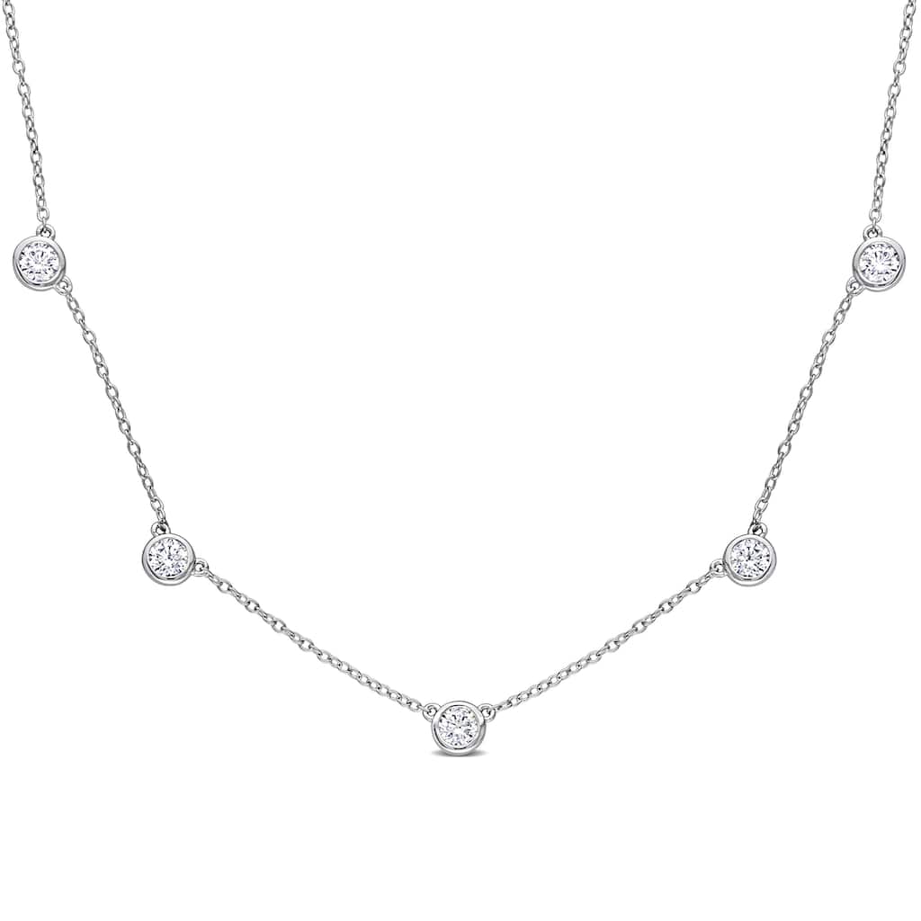 Miadora 2 1/4ct DEW Moissanite Station Necklace in Sterling Silver