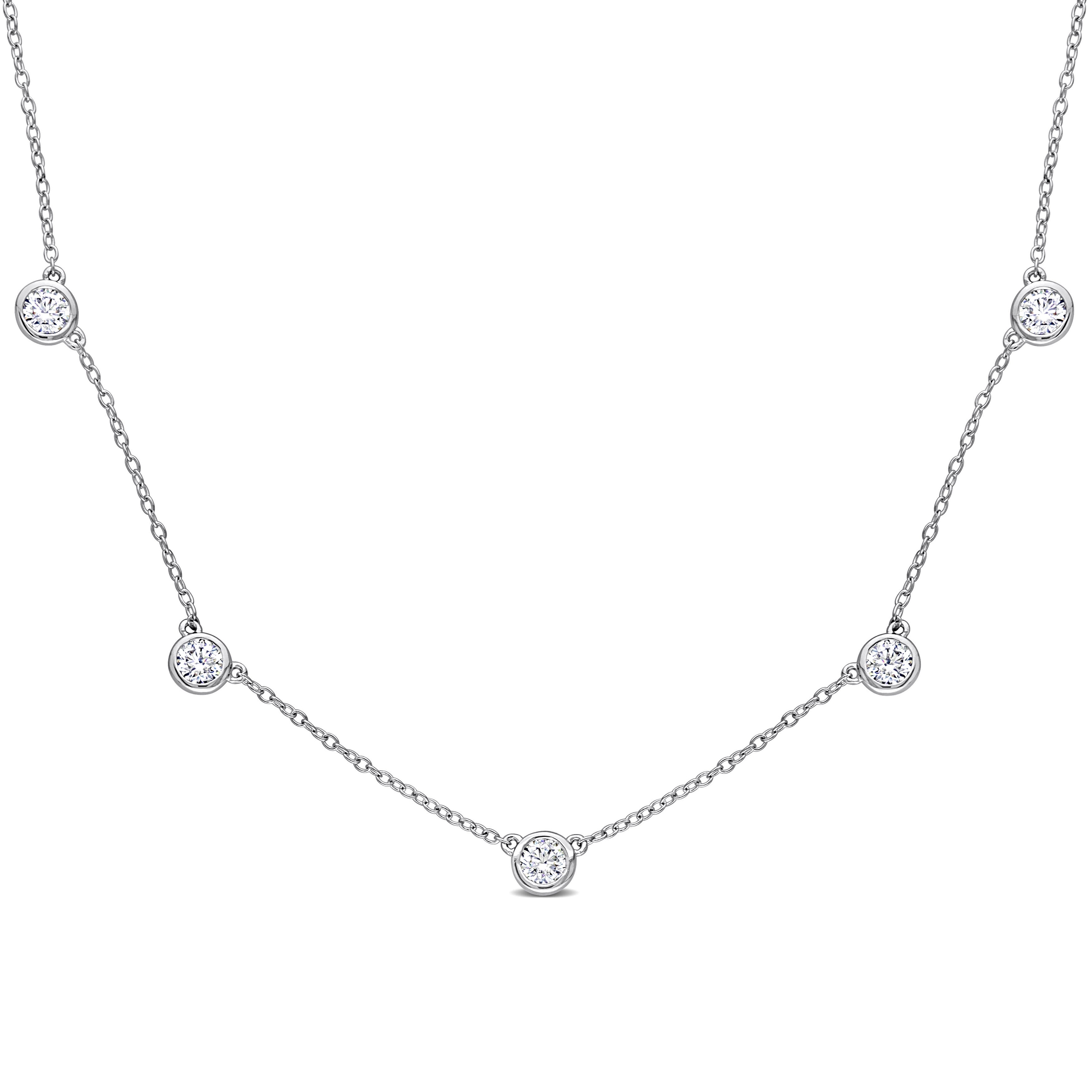 Miadora 2 1/4ct DEW Moissanite Station Necklace in Sterling Silver