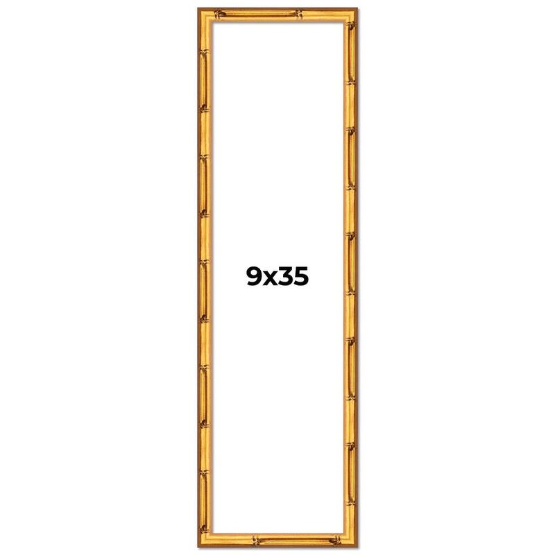 9x35 Frame Gold Bamboo Picture Frame Modern Photo Frame Includes UV Acrylic Shatter Guard Front Acid Free Foam Backing Board