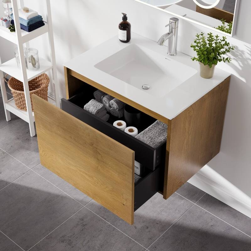 Madeira 24" Oak Bath Vanity with Acrylic Top & Integrated Sink