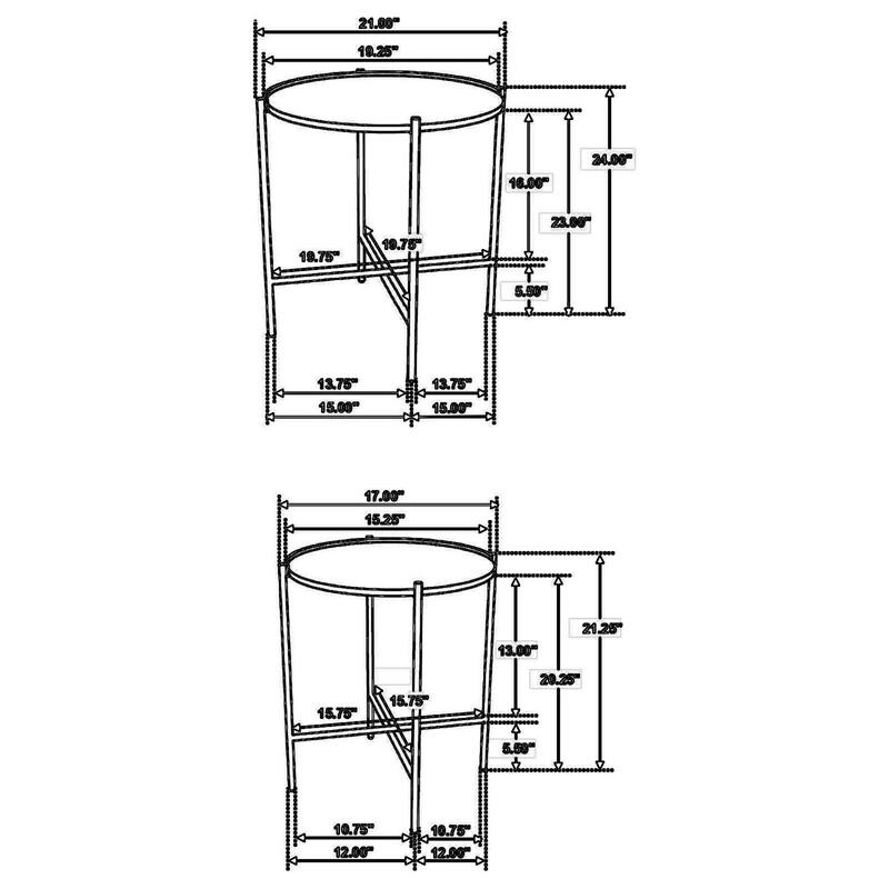 2 Piece Round Nesting Tables, Gold Iron, Modern Mango Wood, Warm Brown