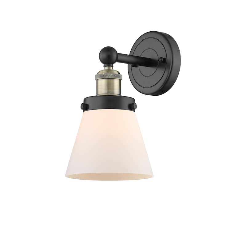Innovations Lighting 616-1W-10-7 Cone Sconce Cone 10" Tall Wall Sconce - Black Antique Brass / Matte White