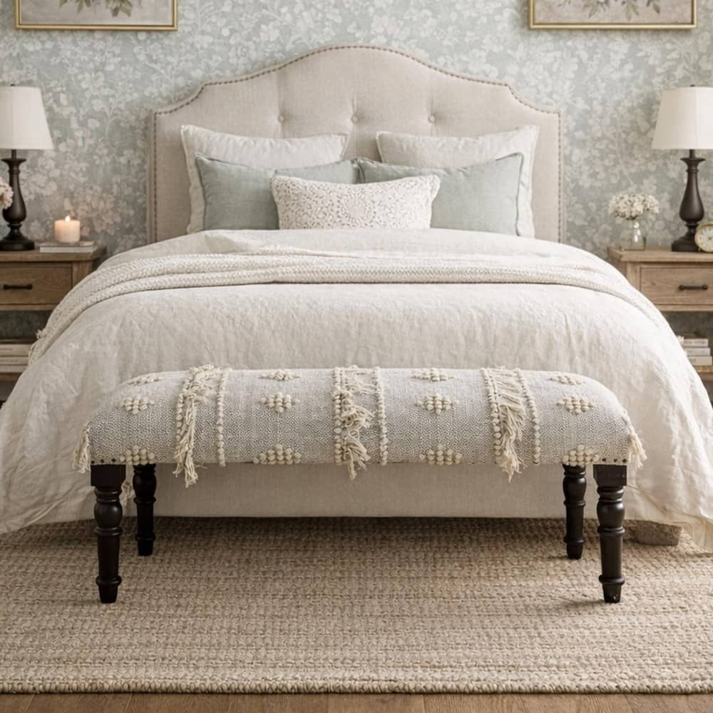 Presidio 47" Upholstered Entryway Bench by Sevita - 47" L x 16" W x 18" H