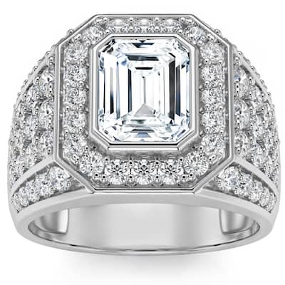 3Ct Emerald Cut Diamond Men's Ring in White, Yellow or Rose Gold Lab Grown