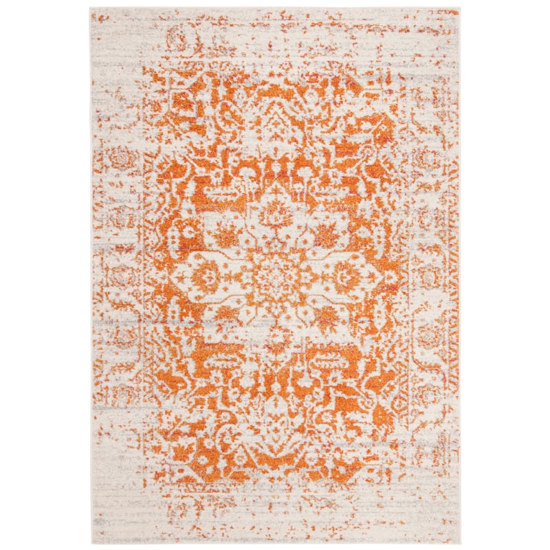 SAFAVIEH Madison Snowflake Medallion Rustic Farmhouse Distressed Rug - 5'3" x 7'6" - Orange/Ivory - Rectangle