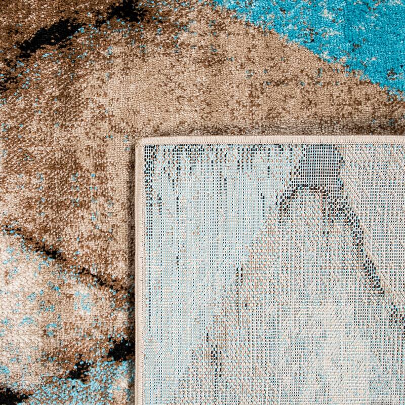 Area Rug for Living Room with Diamond Pattern in Beige Blue Brown