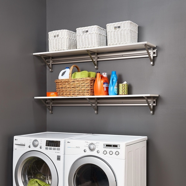 Arrange a Space Double Shelf Laundry Room Organizer System On