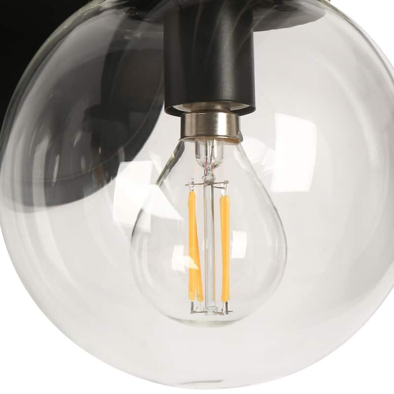 Rella Modern Farmhouse Black Gold Bathroom Vanity Light Orb Glass Dimmable Wall Sconces for Powder Room