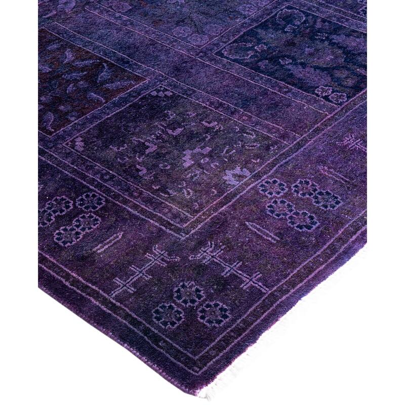 Overdyed One-of-a-Kind Hand-Knotted Area Rug - Purple - 2' 7" x 14' 8"