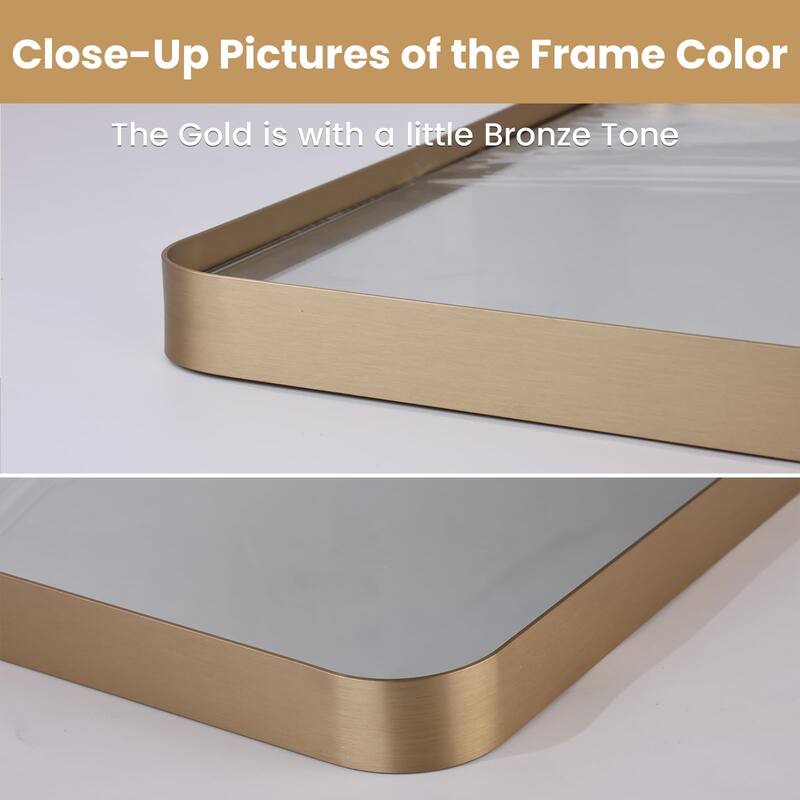 24x32 Inch Gold Aluminium Frame Bathroom Mirror, for Living Room Bedroom Cloakroom