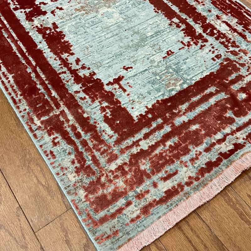HERAT ORIENTAL Turkish Modern Erased Design Wool & Silk Rug - 2' x 2'11"