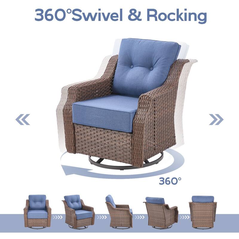 3 Pieces Swivel Chairs with Glass Side Table
