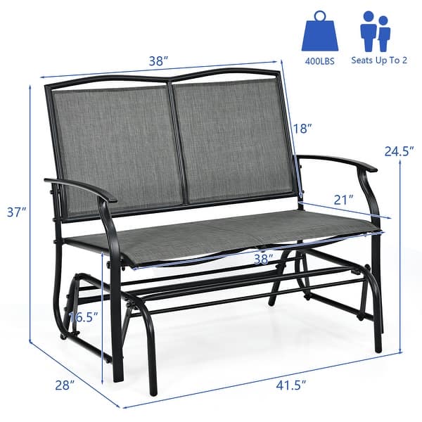 dimension image slide 3 of 2, Costway Patio Glider Rocking Bench Double 2 Person Chair Loveseat - See Details