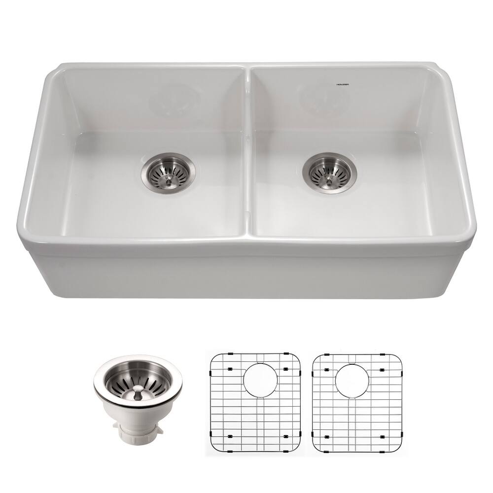 Houzer PTD-6400-C Platus 32-3/16" Farmhouse Double Basin Fireclay