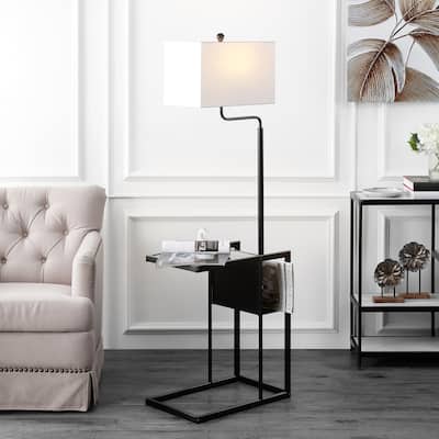 SAFAVIEH Lighting Hansina Janson Table 59-inch Led Floor Lamp - 20" W x 12.8" L x 59" H - Matte Black - 20Wx13Dx59H