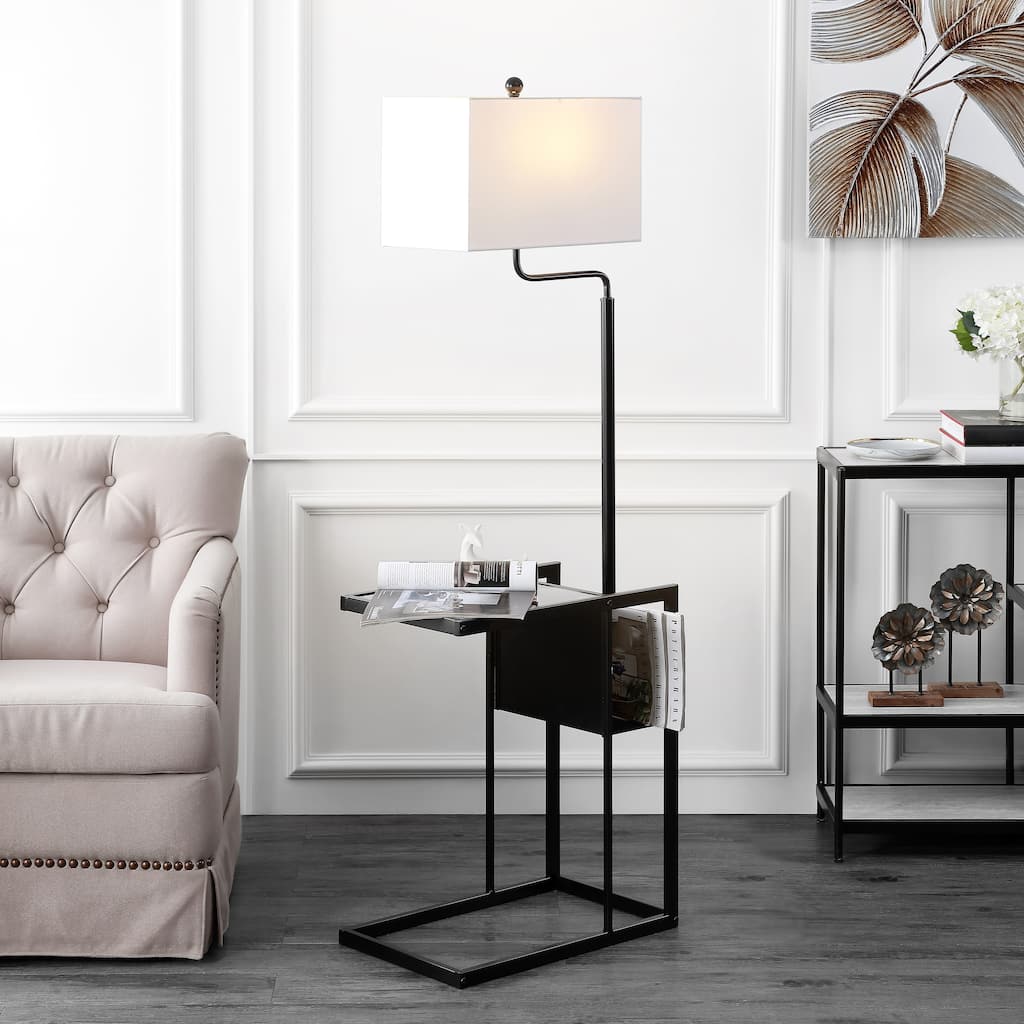 SAFAVIEH Lighting Hansina Janson Table 59-inch Led Floor Lamp - 20" W x 12.8" L x 59" H - Matte Black - 20Wx13Dx59H