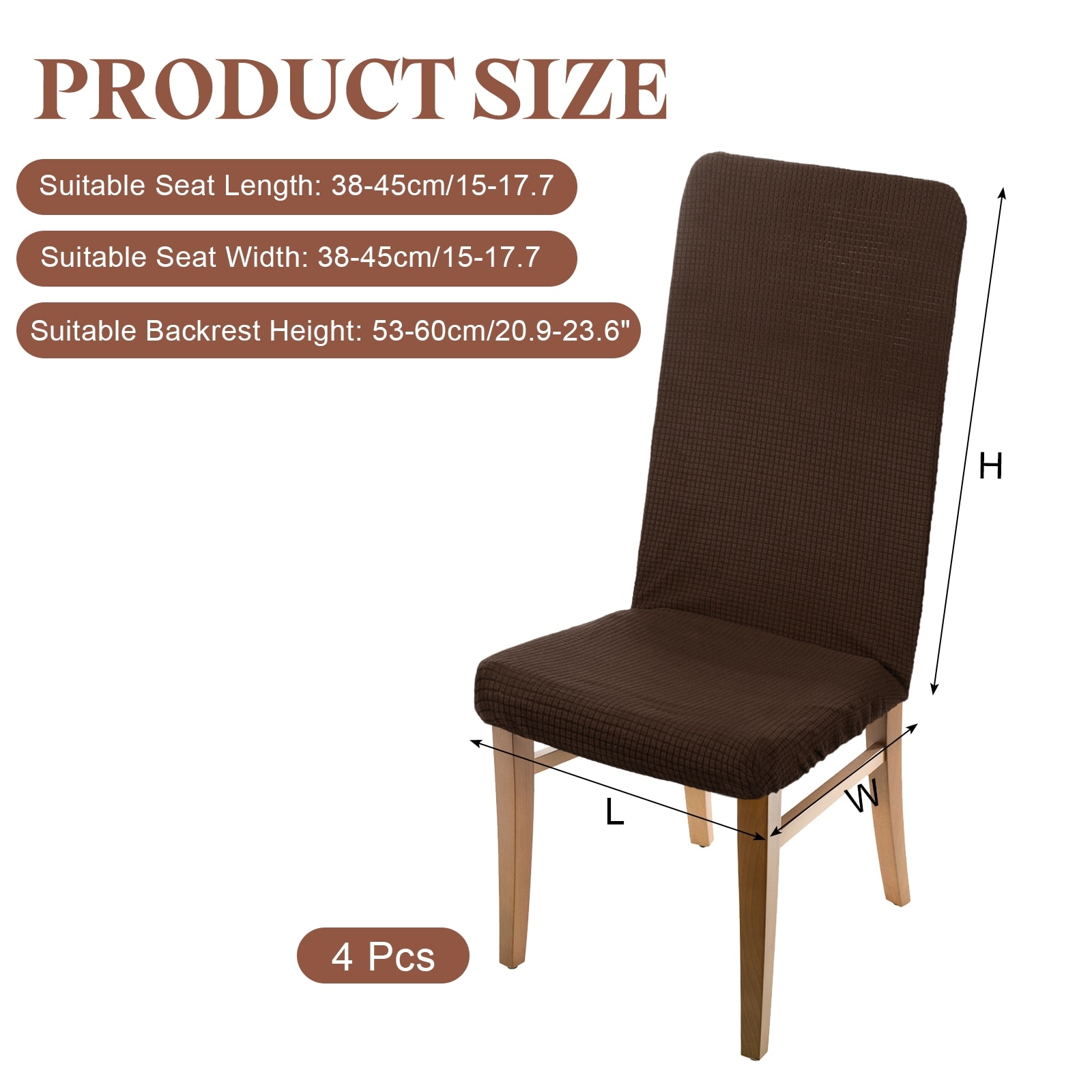 Dining Room Chair Cover, Soft Stretch Removable Parson Chair Slipcover Seat Protector Cover for Home Kitchen Hotel Restaurant