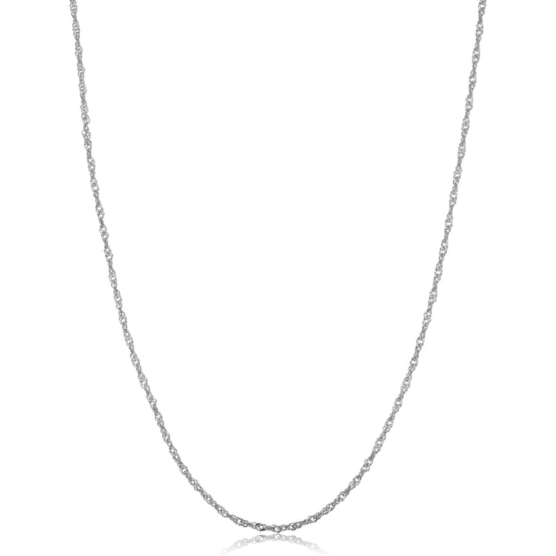 14k White Gold Filled 1.4 mm Singapore Chain Necklace for Women