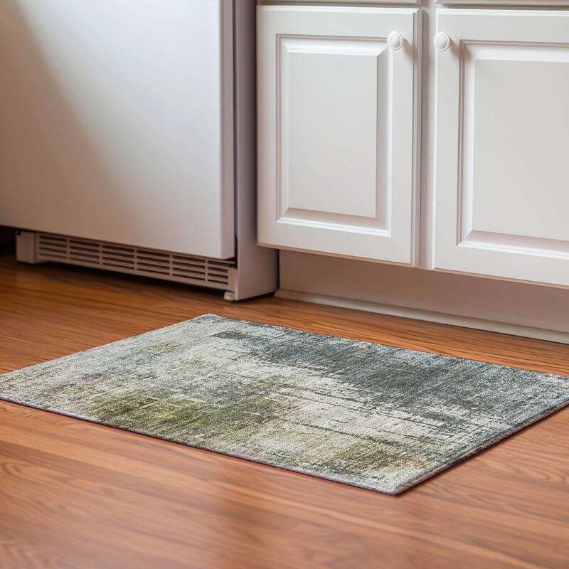 Premium Washable Super Soft Abstract Modern Mayfield Rug - Sage - 1' 8" x 2' 6"