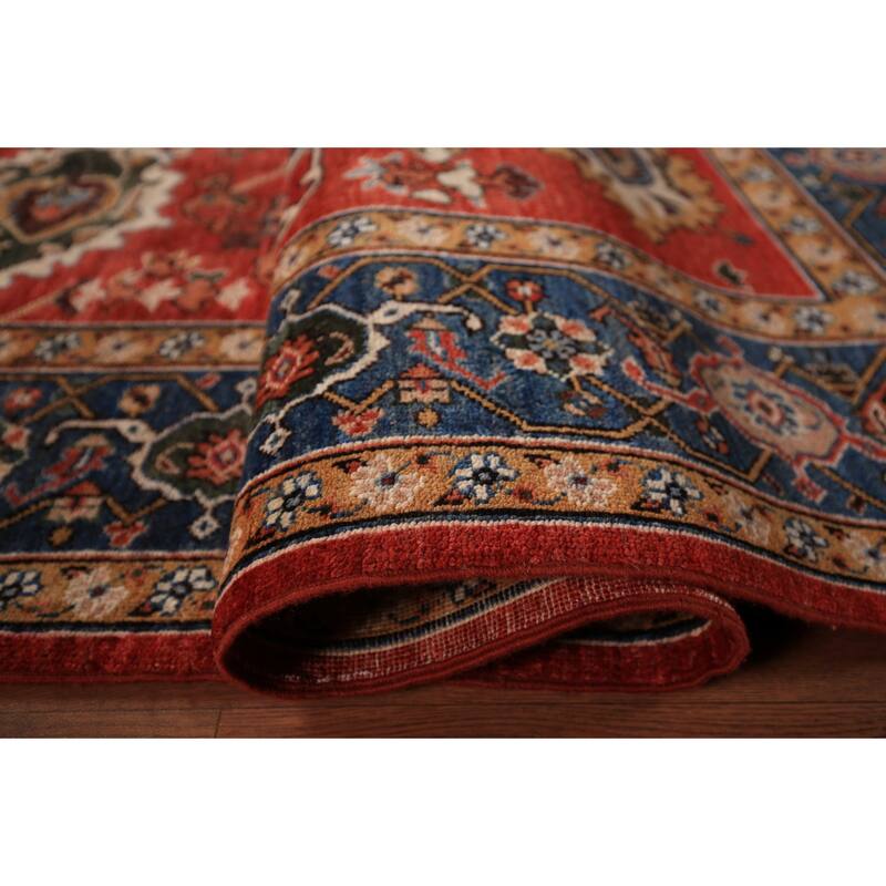 Vegetable Dye Heriz Area Rug Hand-Knotted Traditional Wool Carpet - 5'11" x 9'0"
