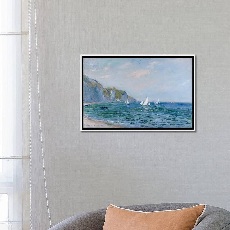 iCanvas "Cliffs and Sailboats at Pourville" by Claude Monet Framed Canvas Print