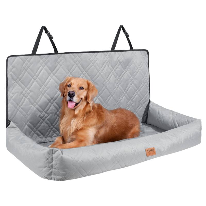 Dog Car Seat, Waterproof Dog Booster Seat for Car, Pet Car Seat with Clip-On Safety Leash, PP Cotton Filling - 100 lbs capacity - Grey
