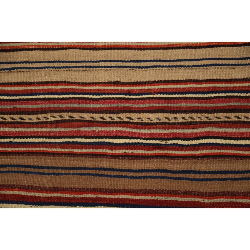Hand Woven Oriental 100% Wool Carpet Southwestern Geometric Multi-Colored Kilim Area Rug - 8' 0'' X 5' 2''