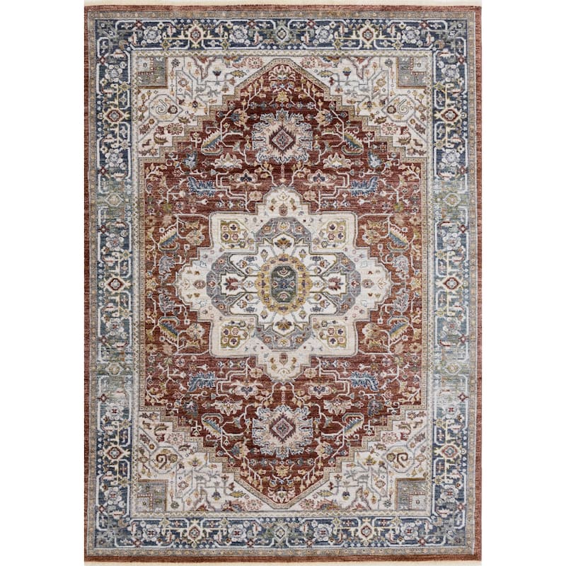 Alpine Rug Co. Red Cream Gold Classic Medallion Area Rug